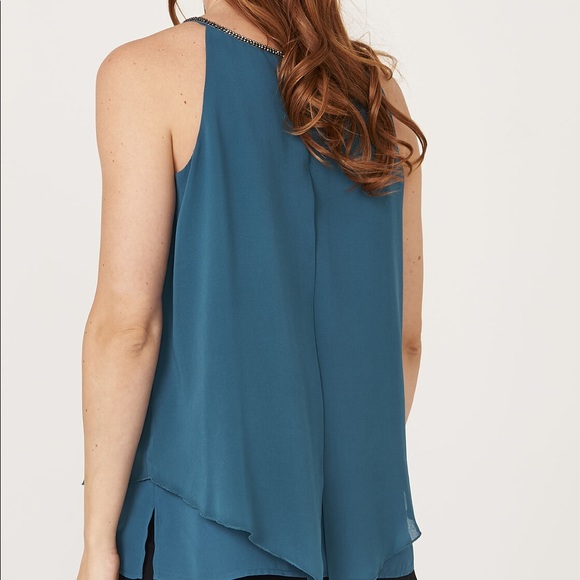 Rhinestone Neck Sleeveless Blouse - Picture 5 of 9